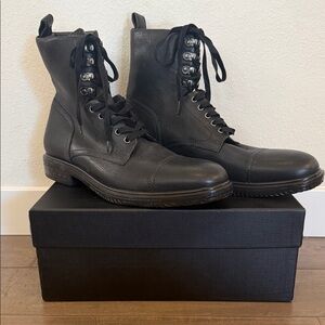 Paul Smith Black Leather Combat Boots